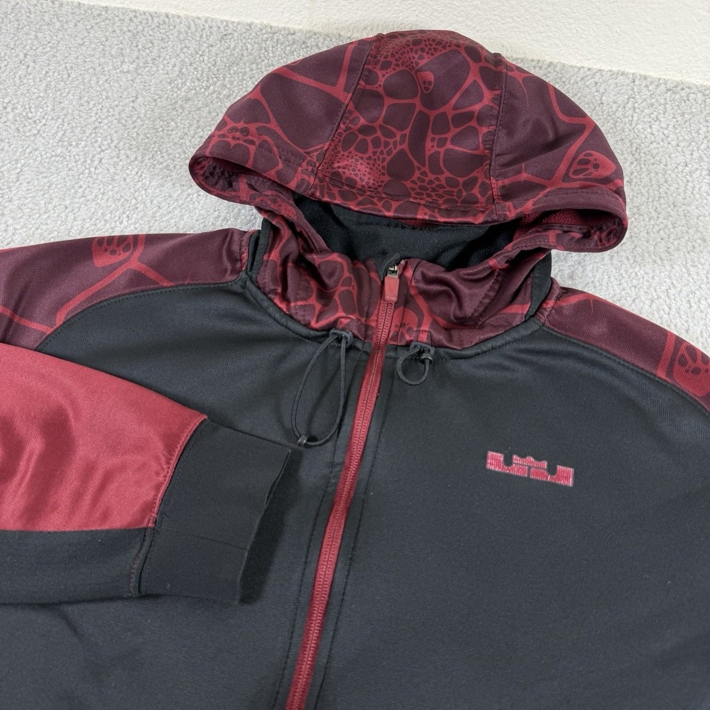 Nike Lebron Hero Premium Hoodie Mens‎ Large Red Therma-Fit Full Zip Sweatshirt